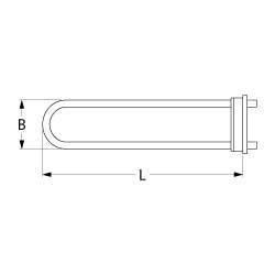 Varmelegeme 1500W 230V L 375mm Ekspansionsflange Tilslutning Fladstik 6,3 mm Rør ø 85mm VK 1 B 58mm