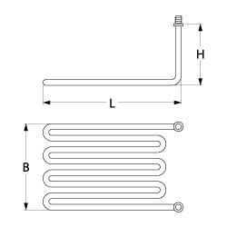 Varmelegeme 2000W 230V L 324mm 2-huls fastgørelse Tilslutning Fladstik 6,3 mm Gevind M14