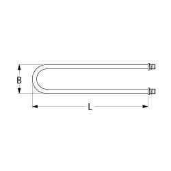 Varmelegeme 650W 230V L 265mm 2-huls fastgørelse Gevind M15x1 Rør ø 10mm VK 1 H 10mm B 55mm BA 45mm