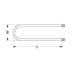 Varmelegeme 2000W 230V L 465mm 2-huls fastgørelse Tilslutning M4 Gevind M14x1,5 Rør ø 85