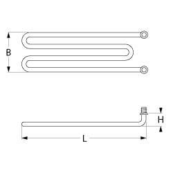 heating element 800W 380V L 480mm W 68mm H 74mmthread M14x1.5 mounting distance 37mm tube ø 8,5mm