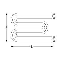 Varmelegeme 3200W 230V L 493mm 4-huls fastgørelse Tilslutning Fladstik 6,3 mm Gevind M14