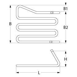 Varmelegeme 2000W 230V L 250mm Salamander B2 170mm Rør ø 65mm VK 1 Kabellængde 500mm H 120mm B 