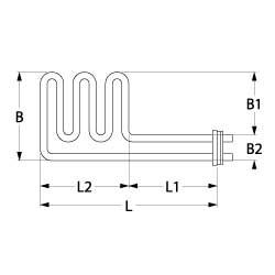 Varmelegeme 2280W 220V L 310mm L1 210mm L2 100mm B1 105mm B2 35mm Trykflange