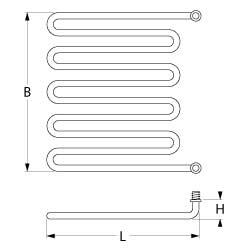 Varmelegeme 2100W 400V L 260mm 2-huls fastgørelse Gevind M14x1,25 Rør ø 65mm VK 1 H 20mm