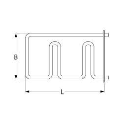 Varmelegeme 1500W 230V L 470mm Bageovn Firkantflange Tilslutning M4 Rør ø 83mm VK 1