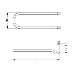 Varmelegeme 1600W 230V L 275mm 2-huls fastgørelse Tilslutning Fladstik 6,3 mm Gevind M10