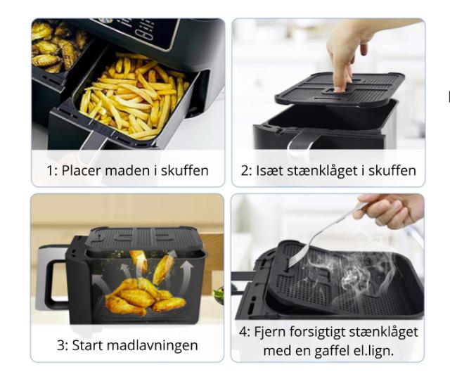 2 stk. Stænklåg til Ninja Airfryer - 21,3 x 16,7 x 0,5 cm