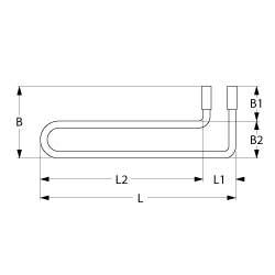 Varmeenhedssæt 280W 230V L 190mm L1 25mm L2 165mm B1 160mm B2 40mm Kabellængde 1500mm B 200mm