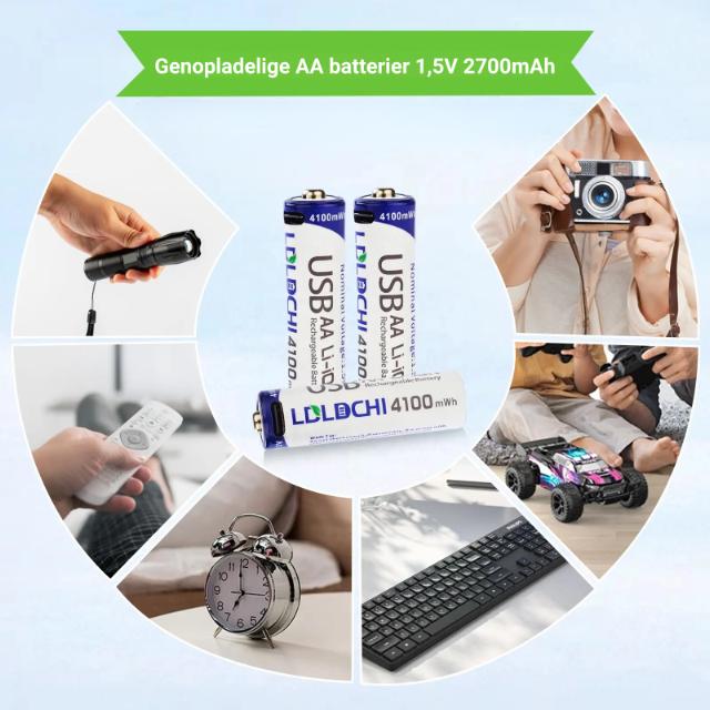 Genopladelige AA batterier 1,5V 2700mAh 4stk