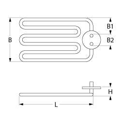 Varmelegeme 2800W 230V L 235mm Rundflange med gevindbolt