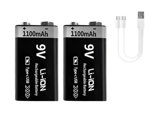 Genopladelige 9V batterier 450mAh 2stk