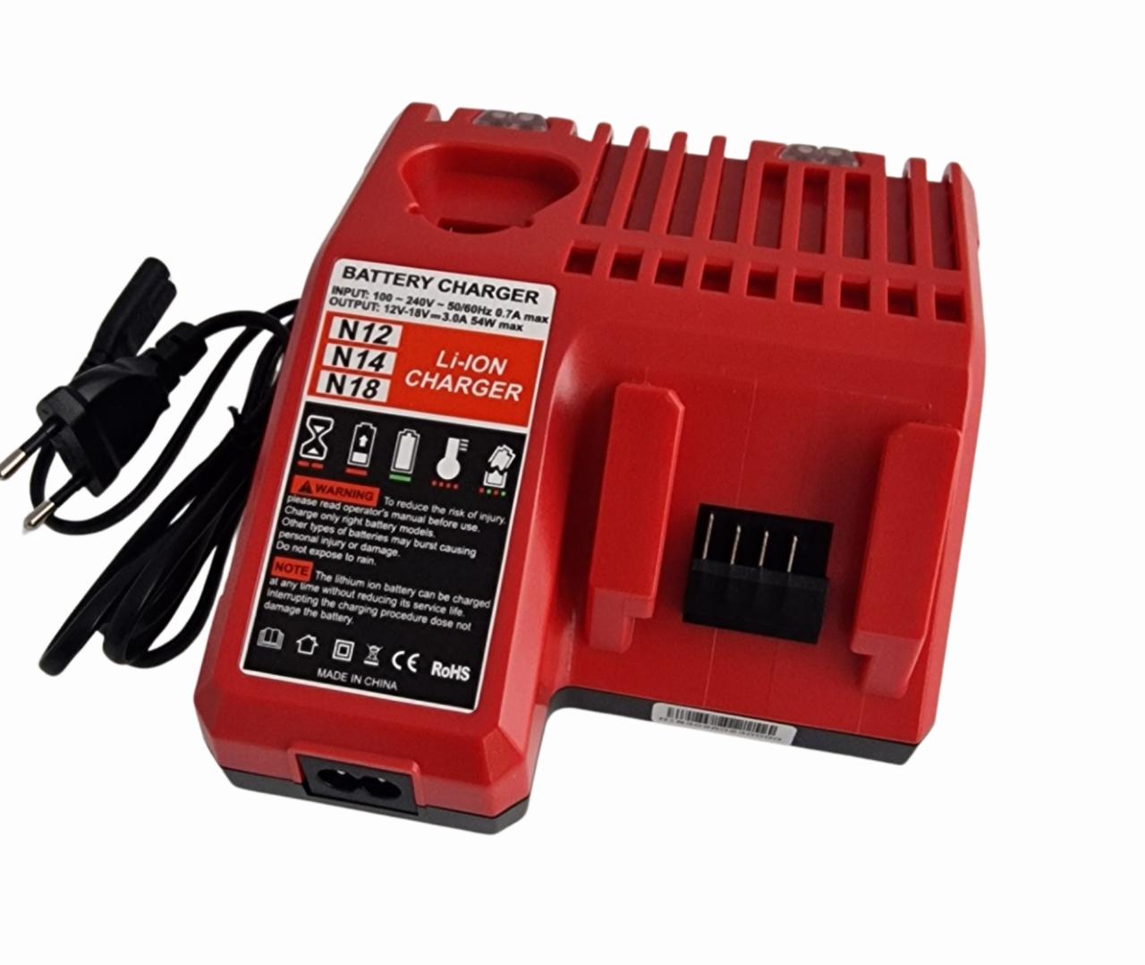 Oplader til Milwaukee 12V-18V batterier