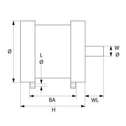 Motor 230V Faser 1 ø 110mm H 98mm Hul ø 6mm BA 69mm 50Hz 1400o/min Aksel ø 15mm til enhed 220