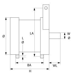 Motor 230V Faser 1 LA 150mm ø 113mm H 121mm Hul ø 6mm BA 79mm Type H70-681 ELETTROMECANICA