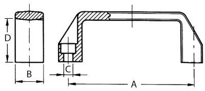 Bøjlegreb Gevind M6 H 42mm L 272mm B 36mm BA 260mm