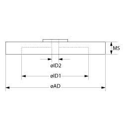 Flange Messing UD ø 60mm Materialestyrke 3mm til ventilatormotor Indv.-ø 1 30mm Indv.-ø 2 20mm