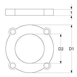 Pakning Kork LA 113/80mm D1 ø 114mm D2 ø 91mm Materialestyrke 2mm Hul ø 6mm med 4 skruehuller