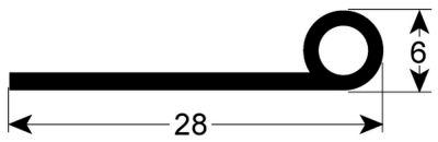 Lågepakning L 450mm H 6mm B 28mm med 5 huller VPE 1