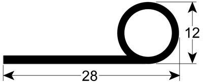 Lågepakning Gummi H 12mm B 28mm IP til låge VPE Metervare