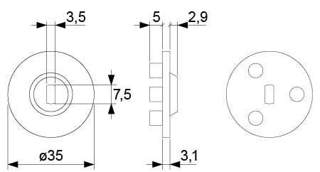 Kobling ø 35mm H 115mm til FAEMA Akseholder 3,5x7,5mm