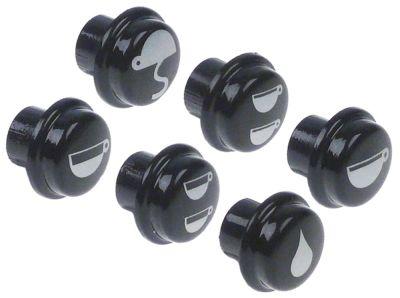 Taster Plastik ø 17mm sort rund Sæt 6-delt SANREMO