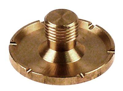 Vandfordeler Messing ø 30mm H 14mm Hul ø 2mm Kærvbredde 2mm AG M10x1 Kærve 6 2 Huller