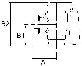 Tømningshane Messing forkromet med omløbermøtrik A 90mm B1 80mm B 151mm 2