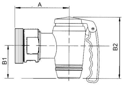 Tømningshane Messing forkromet A 115mm B1 65mm AG M68x3mm