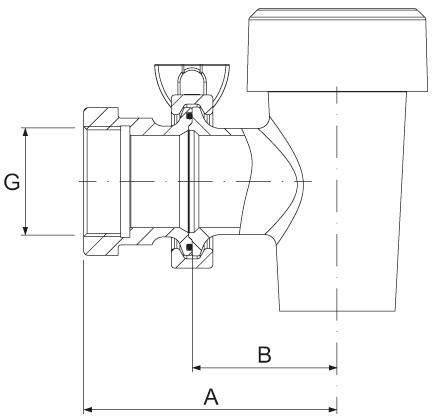 Tømningshane Messing forkromet konisk tætnende A 120mm B 52mm 2