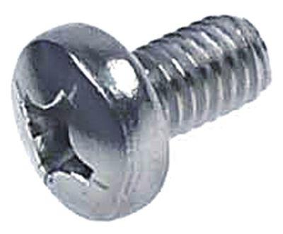 Skrue med fladt hoved DIN 7985/ISO 7045 Gevind M6 CNS Krydskærv Gevind L 10mm VPE 20Stk. Hoved 12