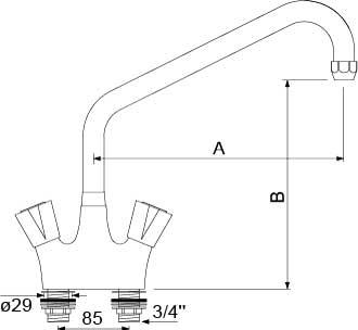 bridge mixer tap tap head 3/4