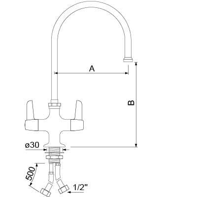 Et-huls blandingsbatteri GEV Serie CLASSIC AMERICAN Style Armatur