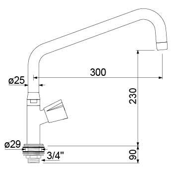 Vandhane til vask eller bord INOX Greb Fedtkammeroverdel 3/4