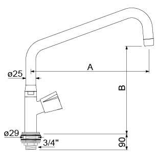 Vandhane til vask eller bord INOX Greb Fedtkammeroverdel 3/4