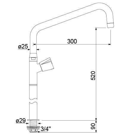 Vandhane til vask eller bord INOX Greb Fedtkammeroverdel 3/4
