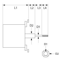 Ventilatormotor 230V  -kW 50Hz Faser 3 L1 85mm L2 32mm L3 28mm L4 29mm D1 ø 8mm D2 ø 12mm