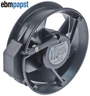 Aksialventilator 230VAC 24W H 51mm ø 172mm Leje Kugleleje Tilslutning Fladstik 2,8mm