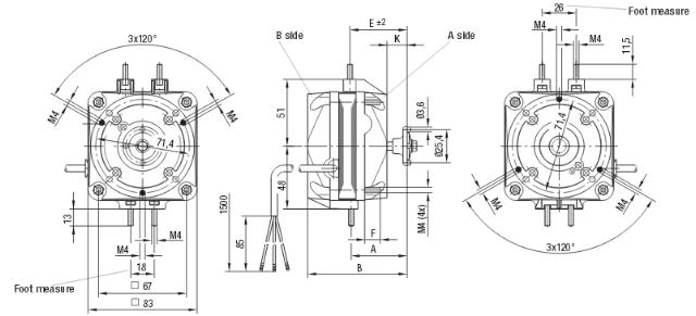 Ventilatormotor ebm-papst 5W 230V 1300/1550o/min Leje Glideleje Kabellængde 1500mm M4Q045-BD01-75