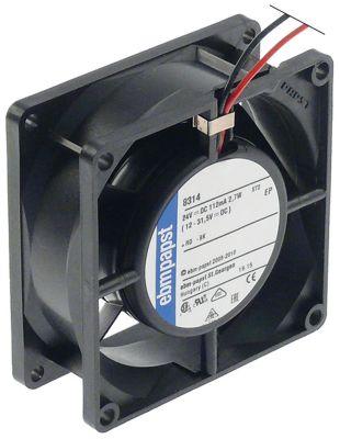 Aksialventilator 24VDC 27W L 80mm B 80mm H 32mm Leje Kugleleje Tilslutning Kabel 300mm