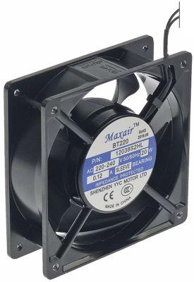 Aksialventilator 220/240 20W L 120mm B 120mm H 38mm Leje Glideleje Tilslutning Kabel 280mm