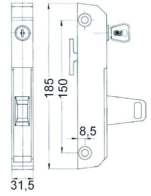 Skuffelukkemekanisme L 185mm 6190 BA 150mm kan lukkes Køleenheder