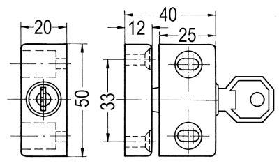 Lukkemekanisme H 20/12mm L 50mm B 20mm Samlet højde 40mm
