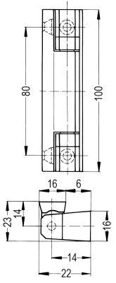 Kanthængsel L1 22mm L2 14mm L3 6mm L4 16mm forkromet L 100mm B 18mm BA 80mm uden stigning