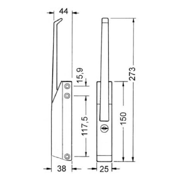Magnetlukkeanordning L 150mm R24 BA 117/132mm kan lukkes Køleenheder