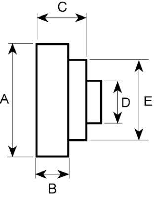 Løberulle Rulle ø 19mm 6mm Samlet længde 8mm CNS Boring ø 6mm med nitte A 19mm B 6mm C 8mm D 6mm