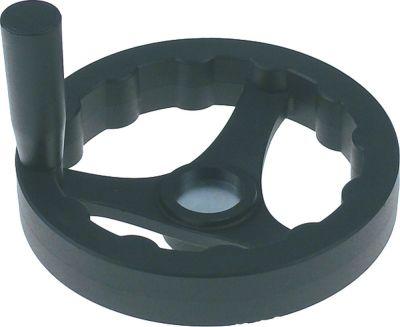 Håndhjul L1 35mm L2 60mm Gevind M6 LA 6mm ø 160mm D1 ø 32mm Boring ø 20mm Boringsdybde 24mm