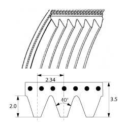 Kilerem med ribber L 558mm B 23mm Ribber 10 Profil J-558