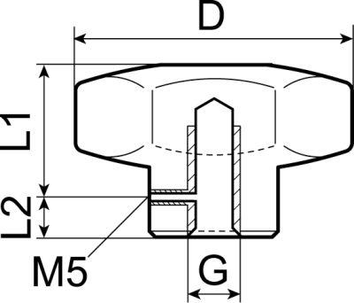 Stjernegreb Gevind M6 ø 30mm L 22mm