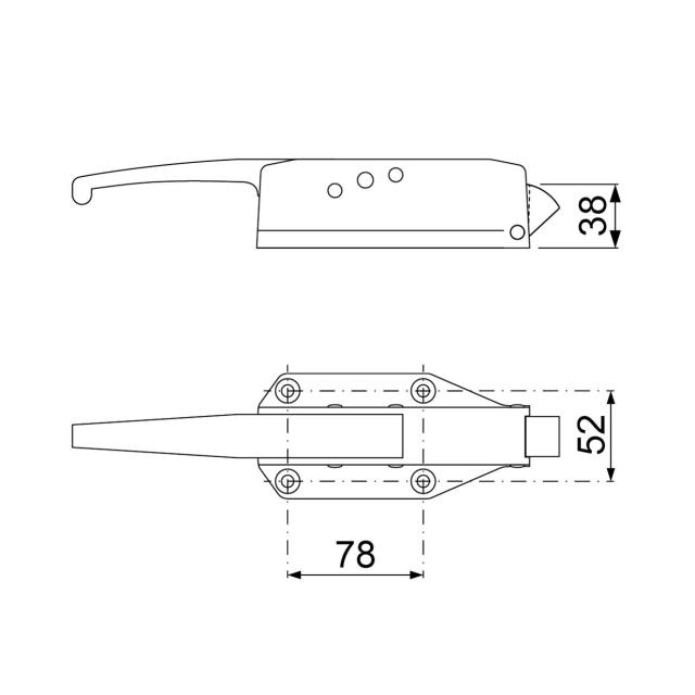Lukkeanordning H 512mm L 2619mm B 714mm kan lukkes Anslag venstre/højre BA1 78X52mm Serie 0058
